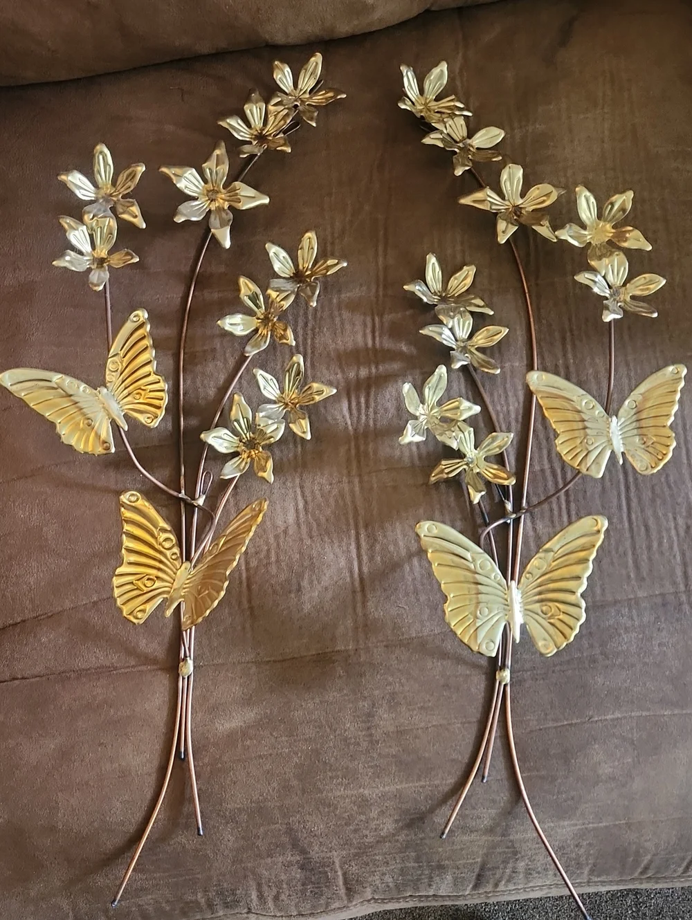 Home Interior Metal Floral Butterfly Home Decor Wall Hang Set of 2. Vintage